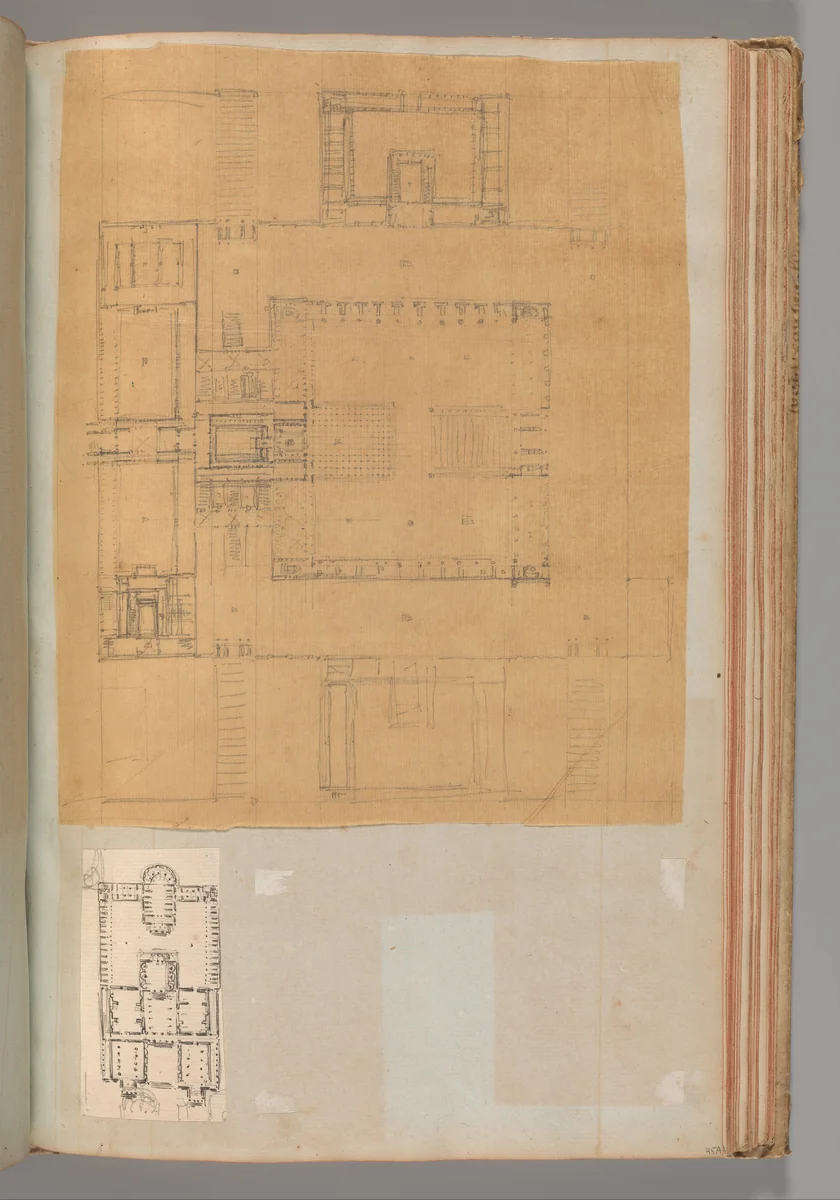 Page from a Scrapbook containing Drawings and Several Prints of Architecture, Interiors, Furniture and Other Objects by Charles Percier, book, 1795-1805