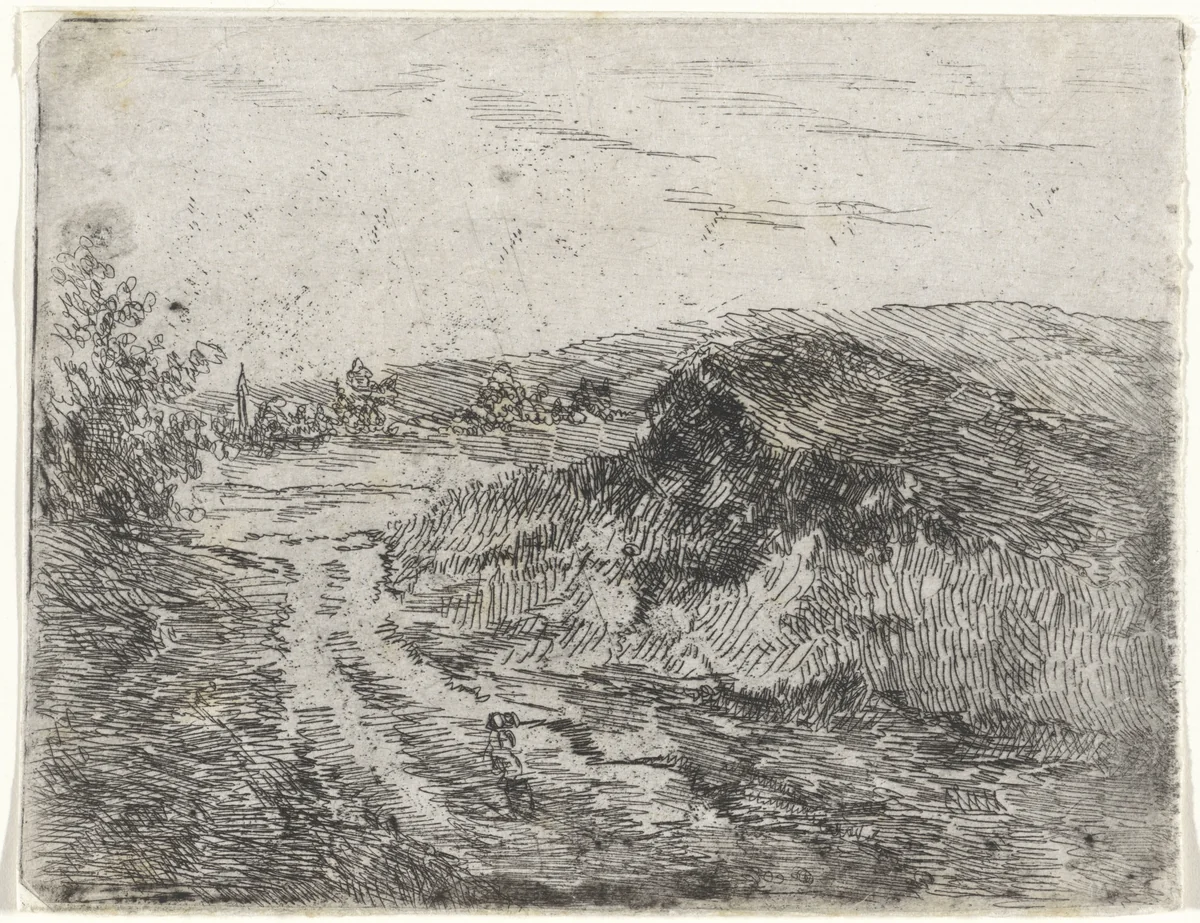 Heuvelachtig landschap by Arnoud Schaepkens, print, 1831-1904
