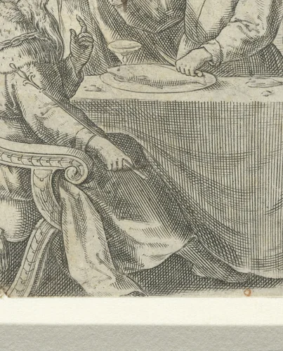 Polycrates ontvangt een vis by Unknown, print, 1520-1557