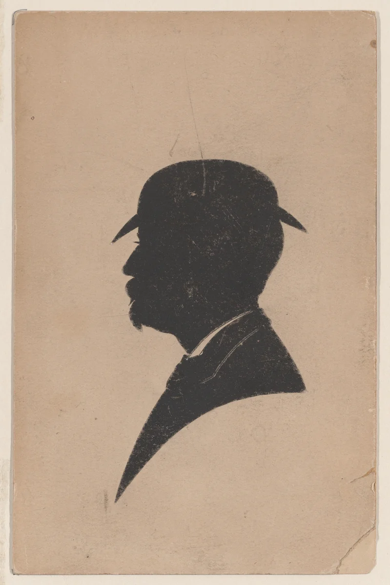Silhouette of an unknown man with a derby hat, moustache and goatee by anonymous, other, 1800-1900