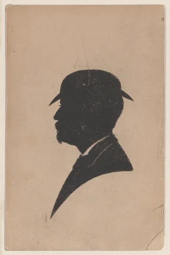 Silhouette of an unknown man with a derby hat, moustache and goatee by anonymous, other, 1800-1900