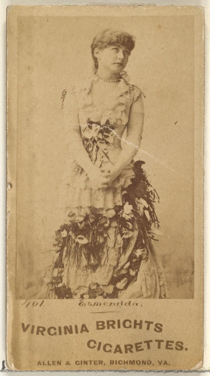 Card 401, Esmerelda, from the Actors and Actresses series (N45, Type 1) for Virginia Brights Cigarettes by Allen & Ginter, photograph, 1885-1891