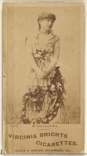 Card 401, Esmerelda, from the Actors and Actresses series (N45, Type 1) for Virginia Brights Cigarettes by Allen & Ginter, photograph, 1885-1891
