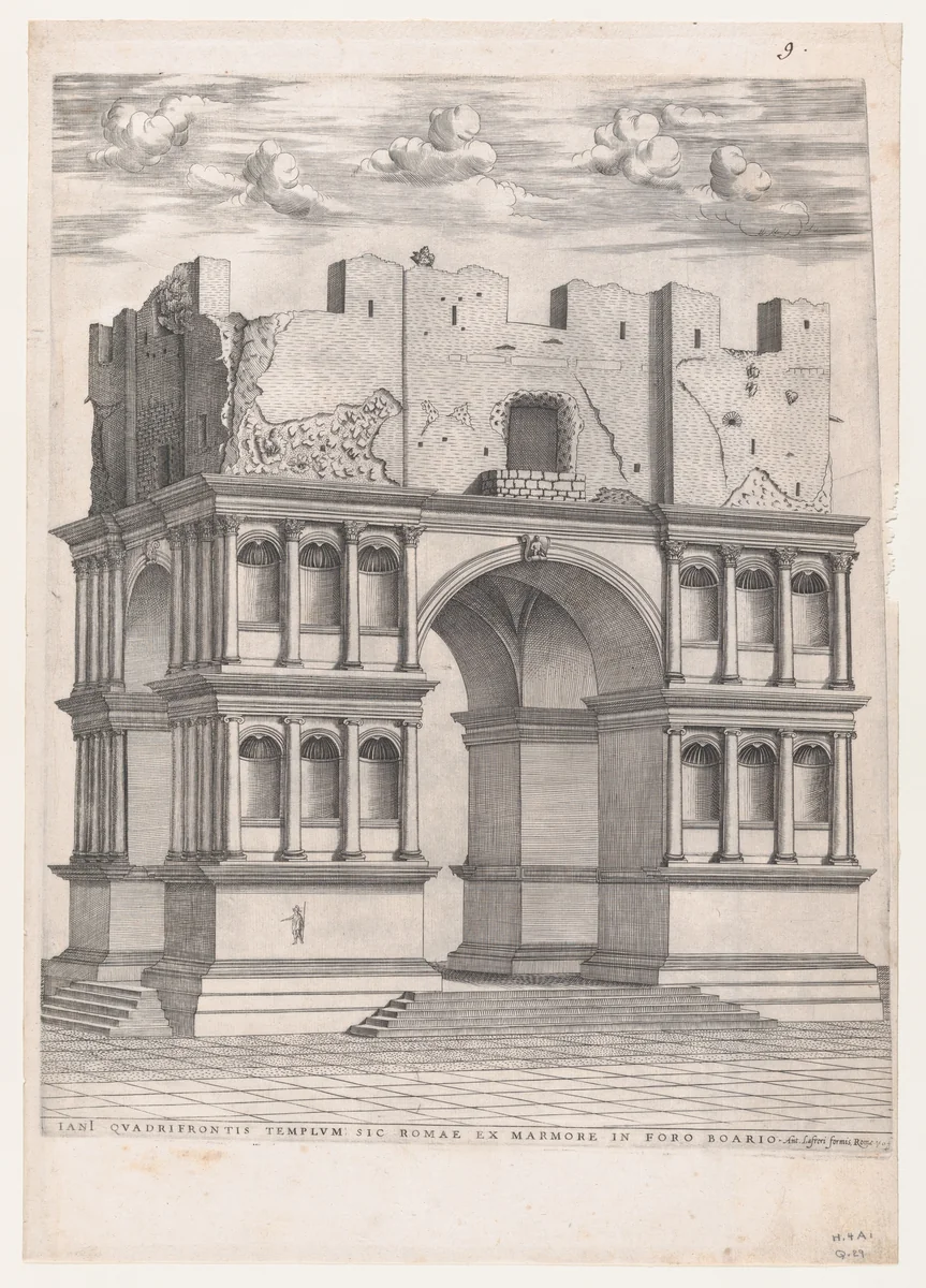 Temple of Janus, from "Speculum Romanae Magnificentiae" by anonymous, print, 1564