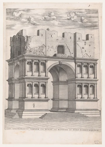 Temple of Janus, from "Speculum Romanae Magnificentiae" by anonymous, print, 1564