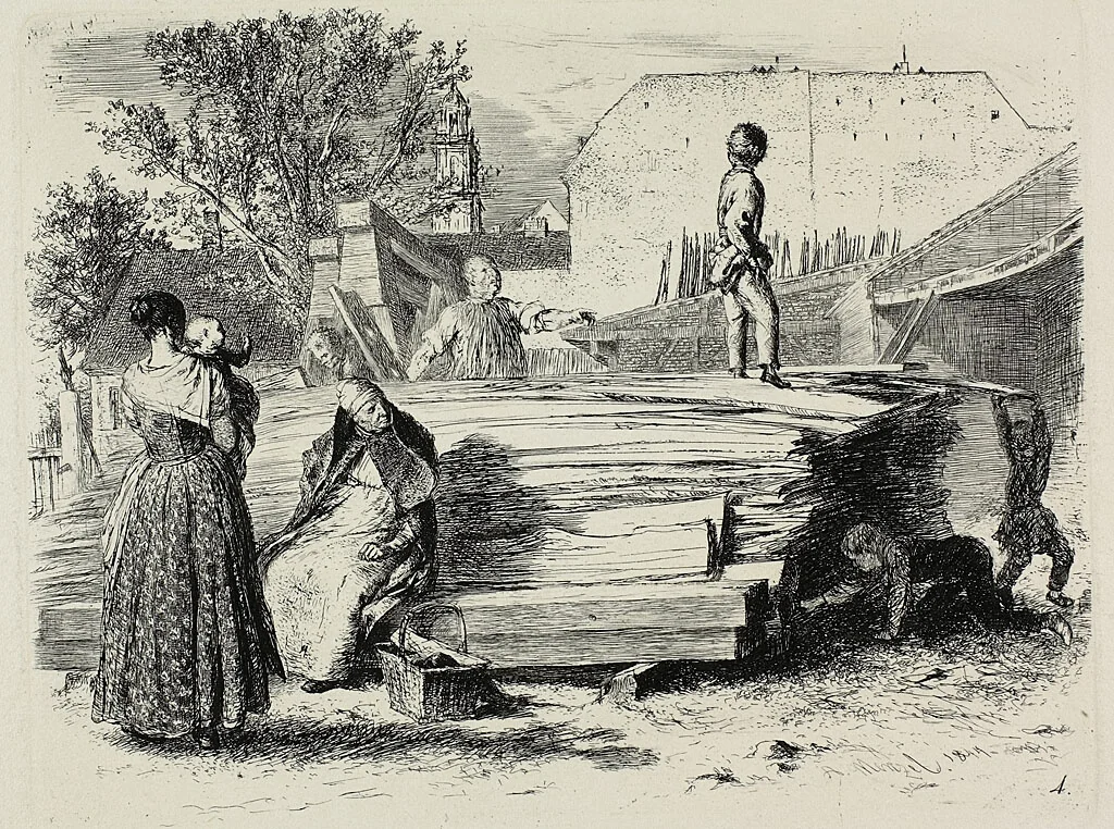 Plate four, from Radierversuche by Adolph Menzel, print, 1844