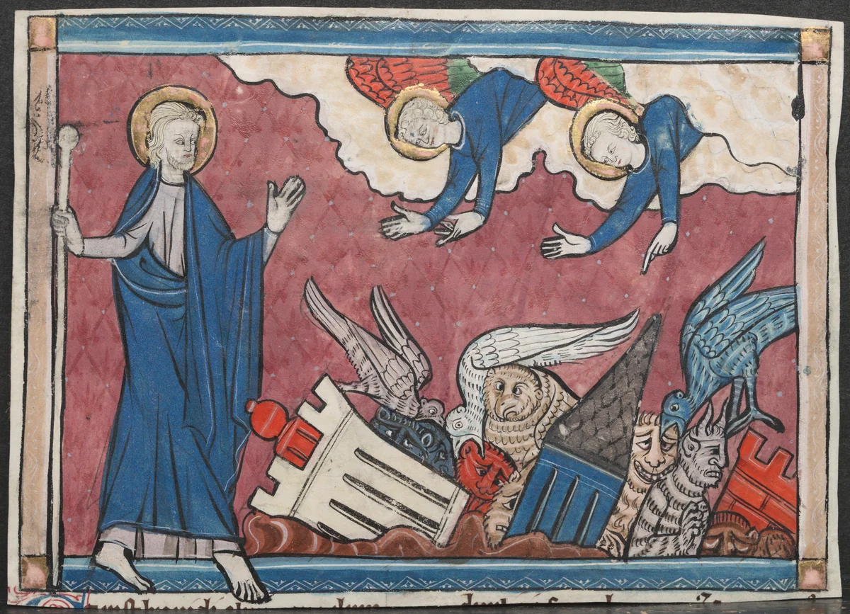 Miniature from a Manuscript of the Apocalypse: The Fall of Babylon by Unknown, manuscript, 1290-1300