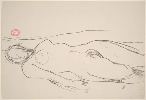Untitled [female nude lying flat on back] by Richard Diebenkorn, drawing, 1955-1967