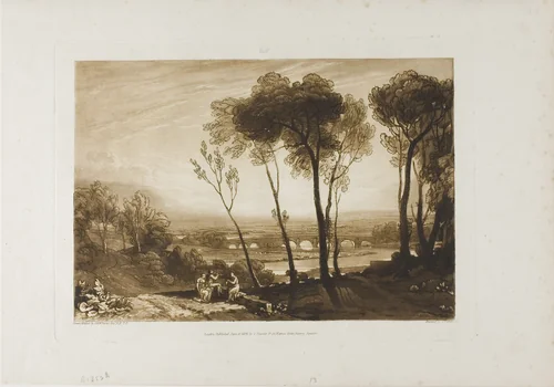 The Bridge in Middle Distance, plate 13 from Liber Studiorum by Joseph Mallord William Turner, print, 1808