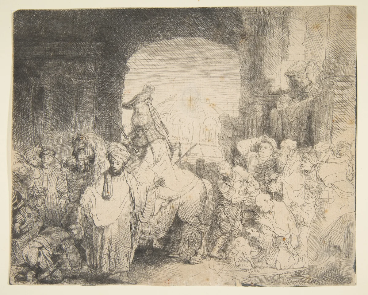 The Triumph of Mordecai by Rembrandt van Rijn, print, 1620-1966