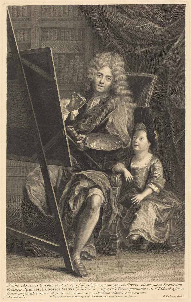Antoine Coypel and His Son by Gaspard Duchange; Antoine Coypel, print, 1662-1757