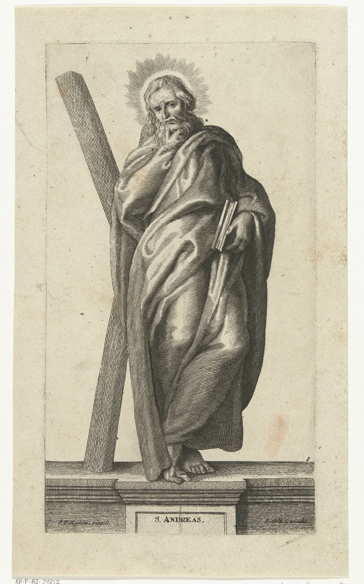 Heilige Andreas met kruis by anonymous, print, 1596-1723