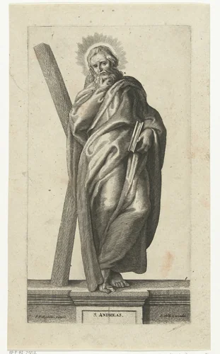 Heilige Andreas met kruis by anonymous, print, 1596-1723