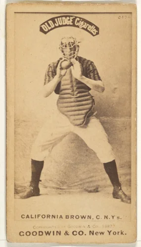 William "California" Brown, Catcher, New York, from the Old Judge series (N172) for Old Judge Cigarettes by Goodwin & Company, photograph, 1887