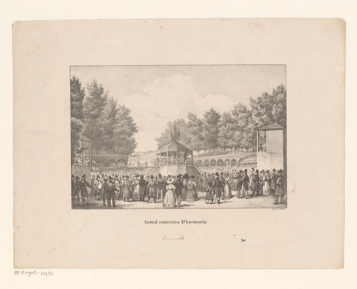 Muziekconcours in Brussel by anonymous, print, 1827-1829