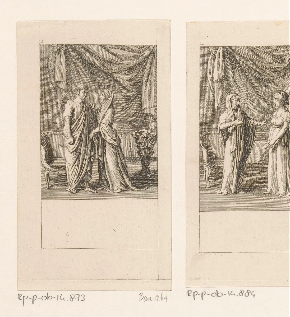 Volumnia en Menenius in gesprek by Daniel Nikolaus Chodowiecki, print, 1786