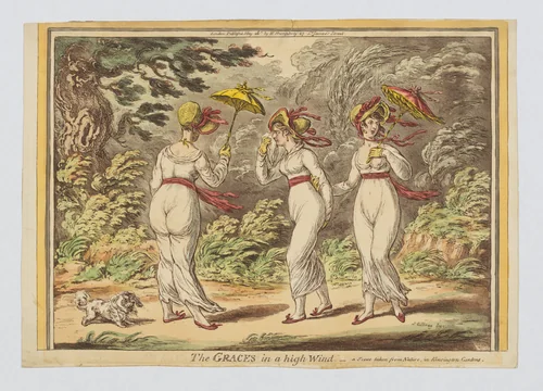 The Graces in a High Wind – a Scene taken from Nature in Kensington Gardens by James Gillray, print, 1810