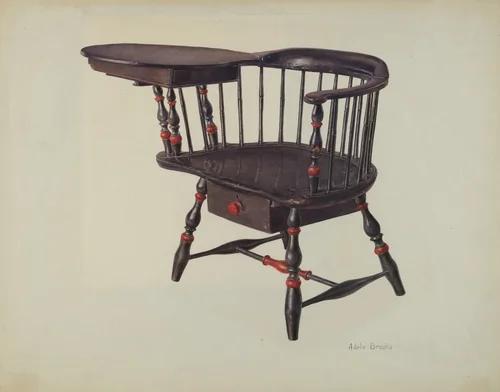 Harvard Student's Chair (Windsor) by Adele Brooks, index of american design, 1938