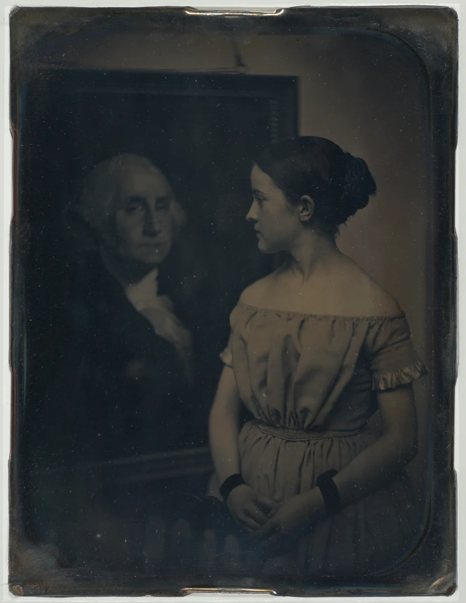 [Girl with Portrait of George Washington] by Southworth and Hawes, photograph, 1848-1852