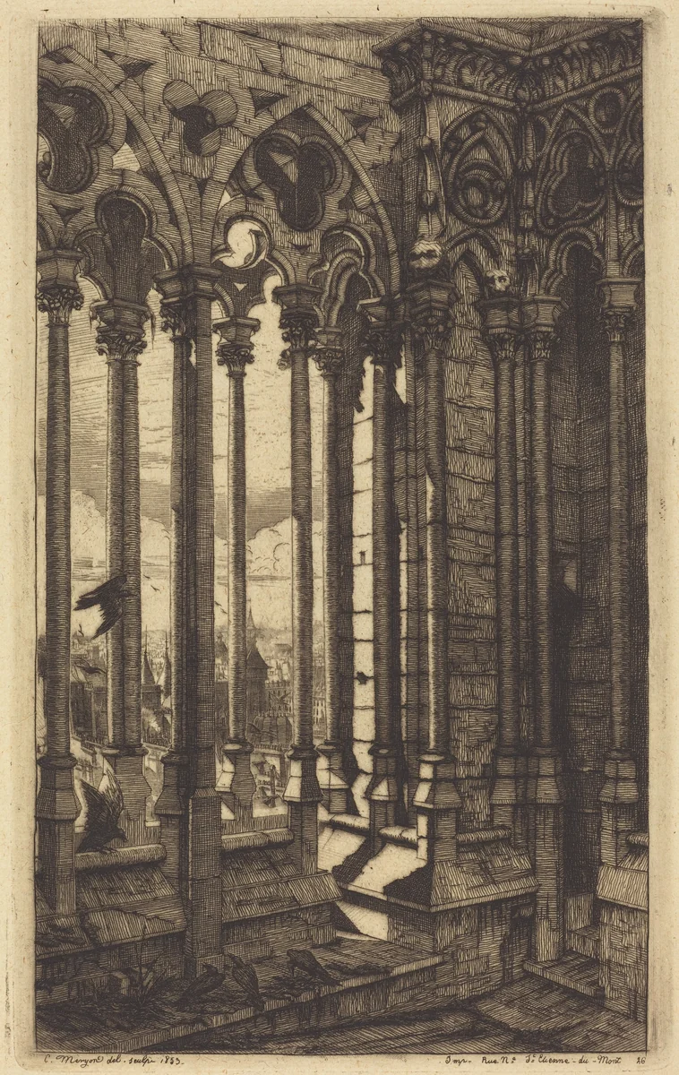 La galerie Notre-Dame, Paris (The Gallery of Notre Dame, Paris) by Charles Meryon, print, 1853