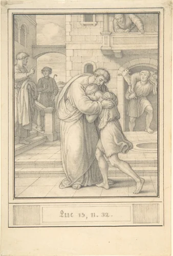 Return of the Prodigal Son by Friedrich Olivier, drawing, 1830-1835