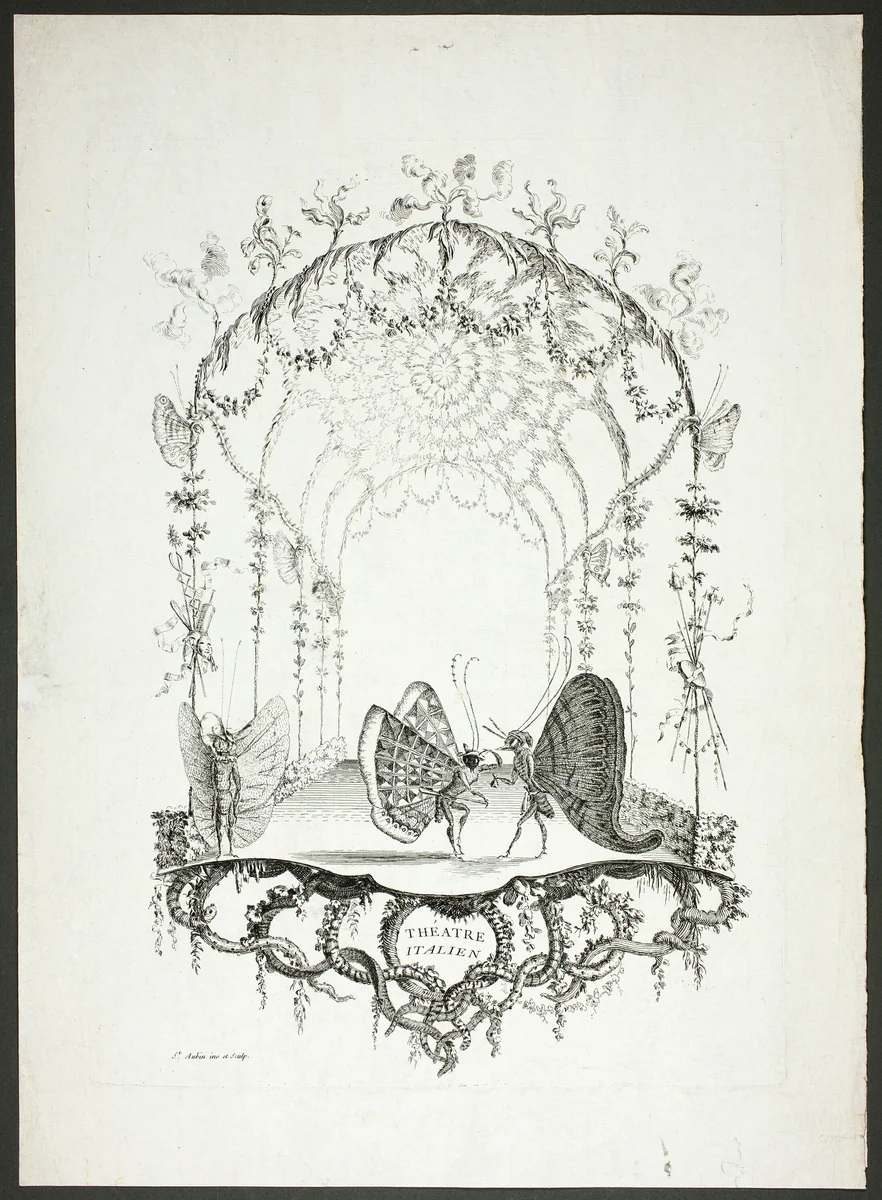 Butterflies on the Stage or Italian Theater, from Sample of Human Butterflies by Saint Aubin by Charles Germaine de Saint-Aubin, print, 1741-1786