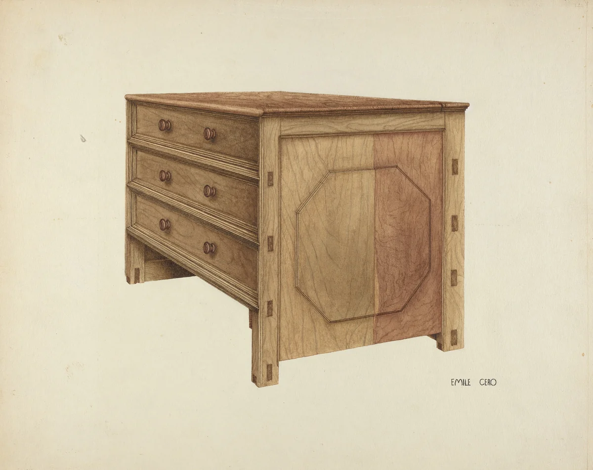 Wooden Chest by Emile Cero, index of american design, 1938