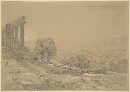 Temple of Juno, Agrigentum by Thomas Cole, drawing, 1842