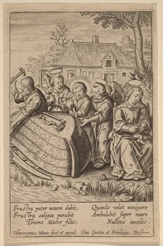 Frustra pater nauem dabit by Hieronymus Wierix, print, 1553-1619