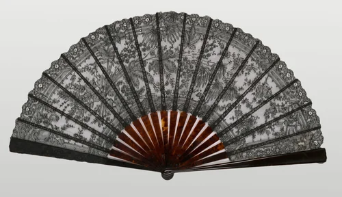 Fan by France, textile, 1870-1890