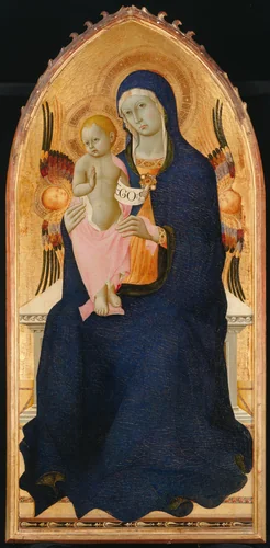 Madonna and Child Enthroned with Two Cherubim by Osservanza Master, painting, 1435-1440