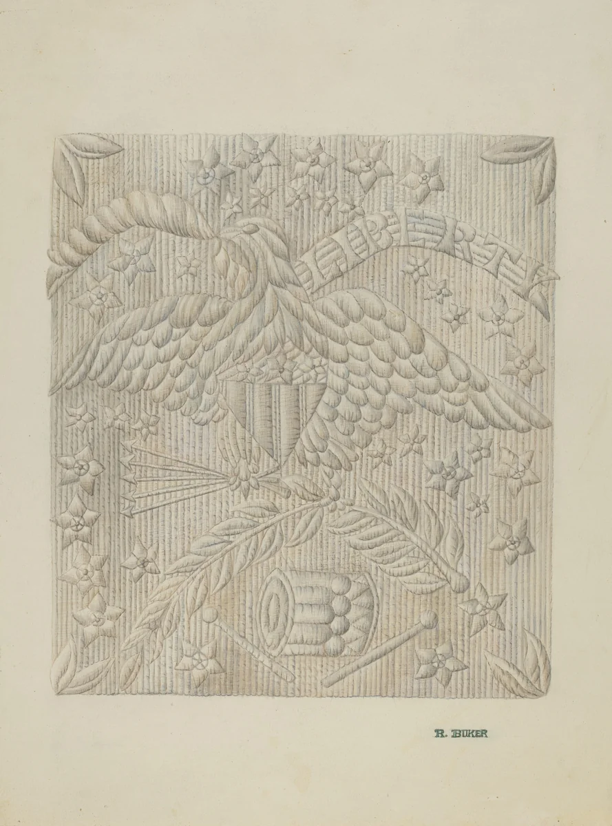 Applique Quilt (Detail) by Ruth Buker, index of american design, 1935-1942