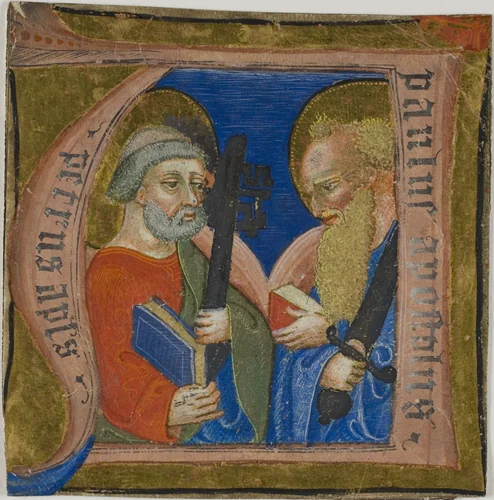 Saints Peter and Paul in a Historiated Initial "N" from a Choirbook by Italian, painting, 1375-1399