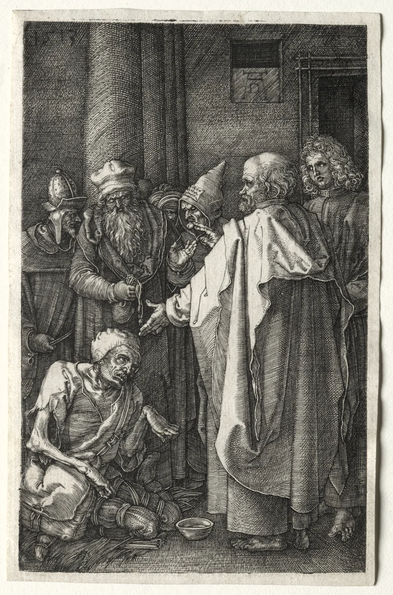 Peter and John Healing the Cripple at the Gate of the Temple by Albrecht Dürer, print, 1512