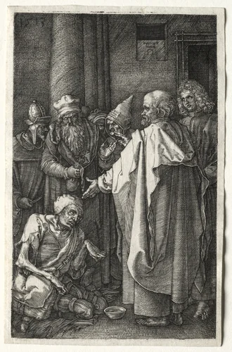 Peter and John Healing the Cripple at the Gate of the Temple by Albrecht Dürer, print, 1512