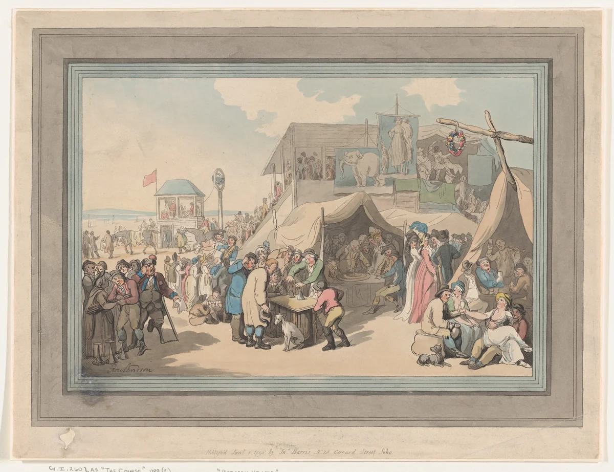 Between Heats [The Course] by Thomas Rowlandson, print, 1798