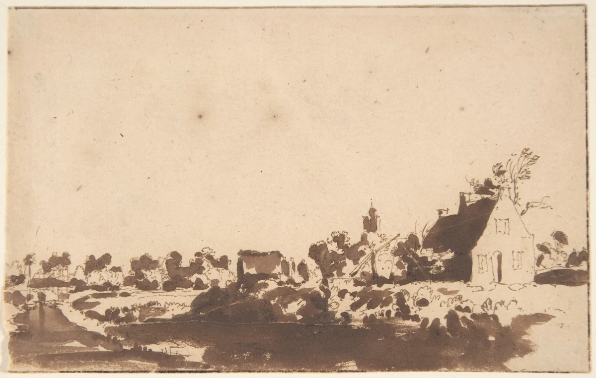 View of a Village ("Wasschout"?) by Jan de Bisschop, drawing, 1648-1671