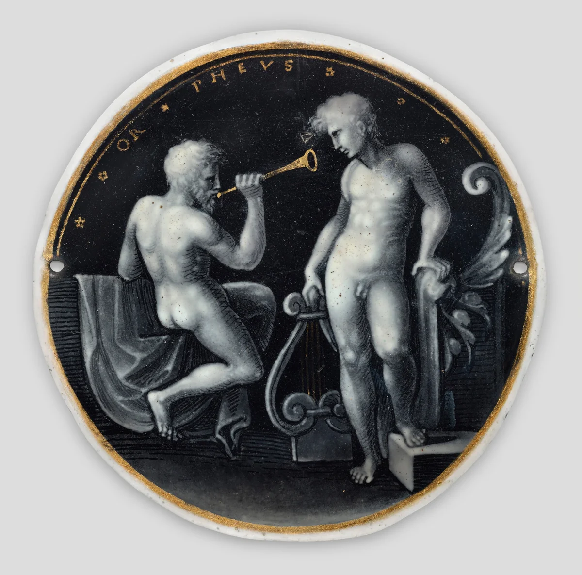 Hat-Badge with Apollo and Marsyas (or possibly Orpheus) by French 16th Century, decorative art, 1525-1574