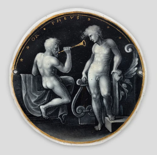 Hat-Badge with Apollo and Marsyas (or possibly Orpheus) by French 16th Century, decorative art, 1525-1574