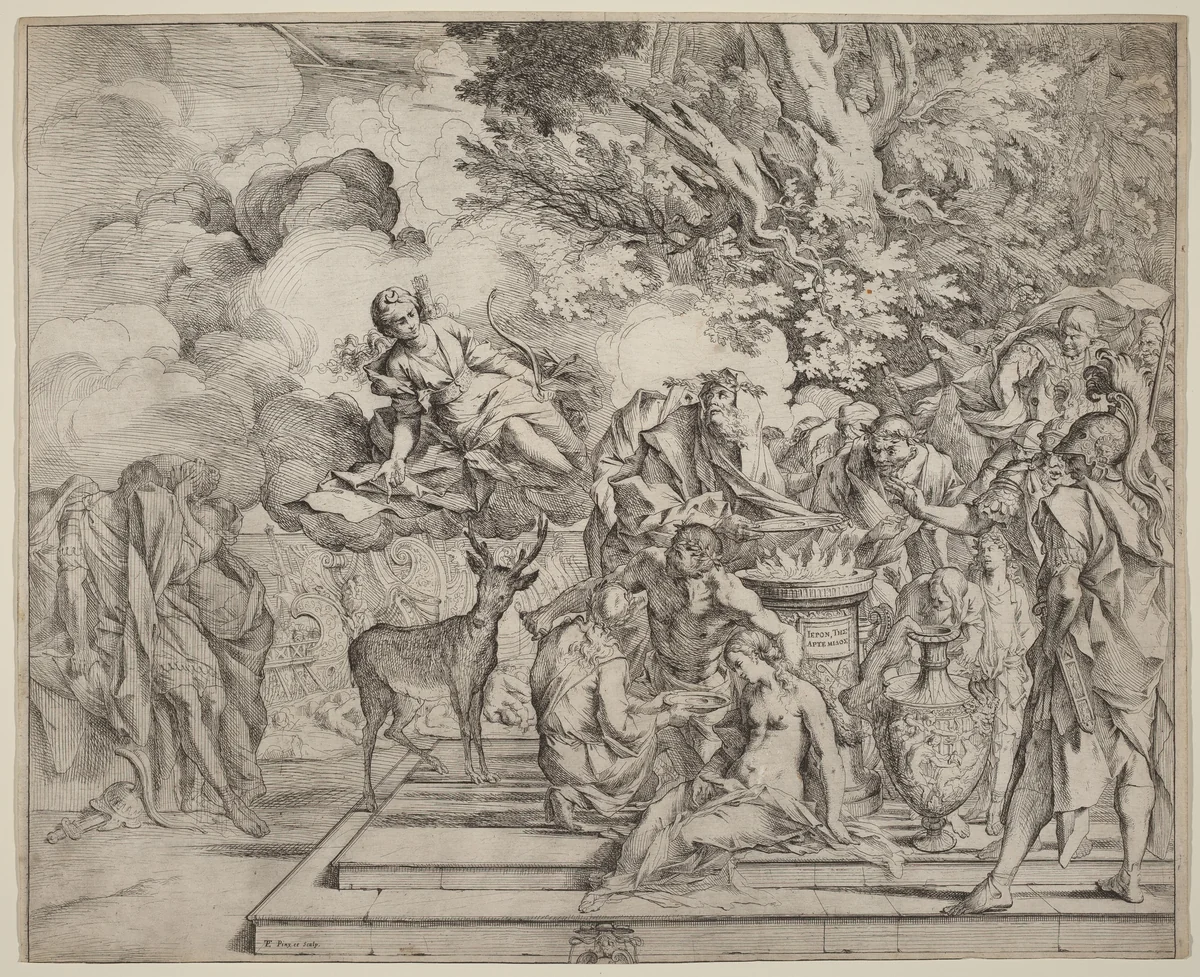 The Sacrifice of Iphigenia by Pietro Testa, print, 1635-1645