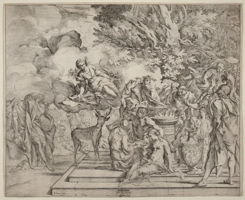 The Sacrifice of Iphigenia by Pietro Testa, print, 1635-1645