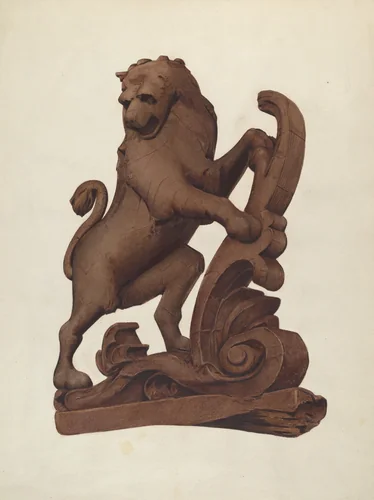 Woodcarving of a Lion by Alice Stearns, index of american design, 1937