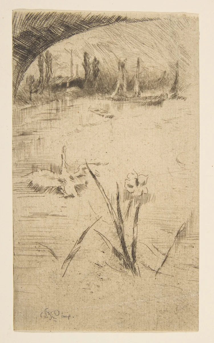Swan and Iris (Sketch after Cecil Lawson's "Swan and Iris") by James McNeill Whistler, print, 1883