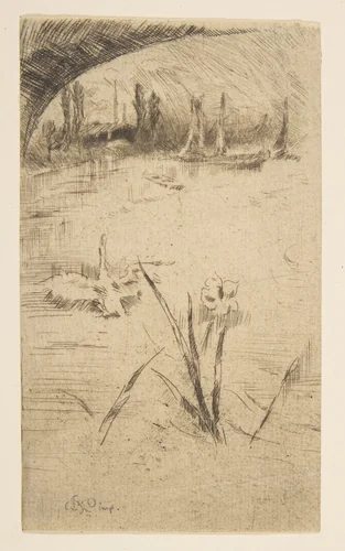 Swan and Iris (Sketch after Cecil Lawson's "Swan and Iris") by James McNeill Whistler, print, 1883