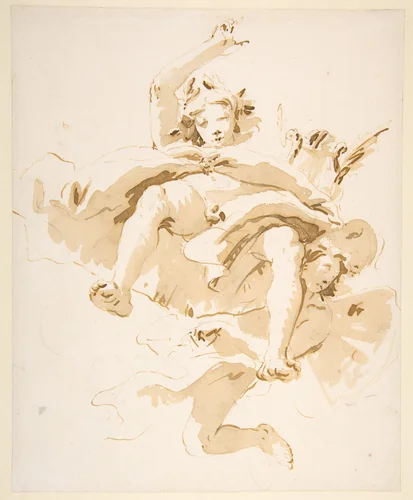 Apollo Supported by a Winged Genius by Giovanni Battista Tiepolo, drawing, 1696-1770