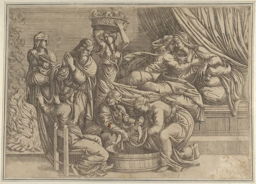 The Birth of the Virgin by anonymous, print, 1500-1599