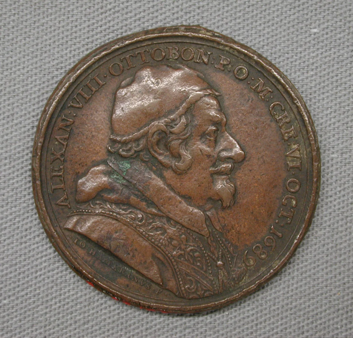 Pope Alexander VIII (1689–91) by Giovanni Martino Hamerani, metalwork, 1600-1699