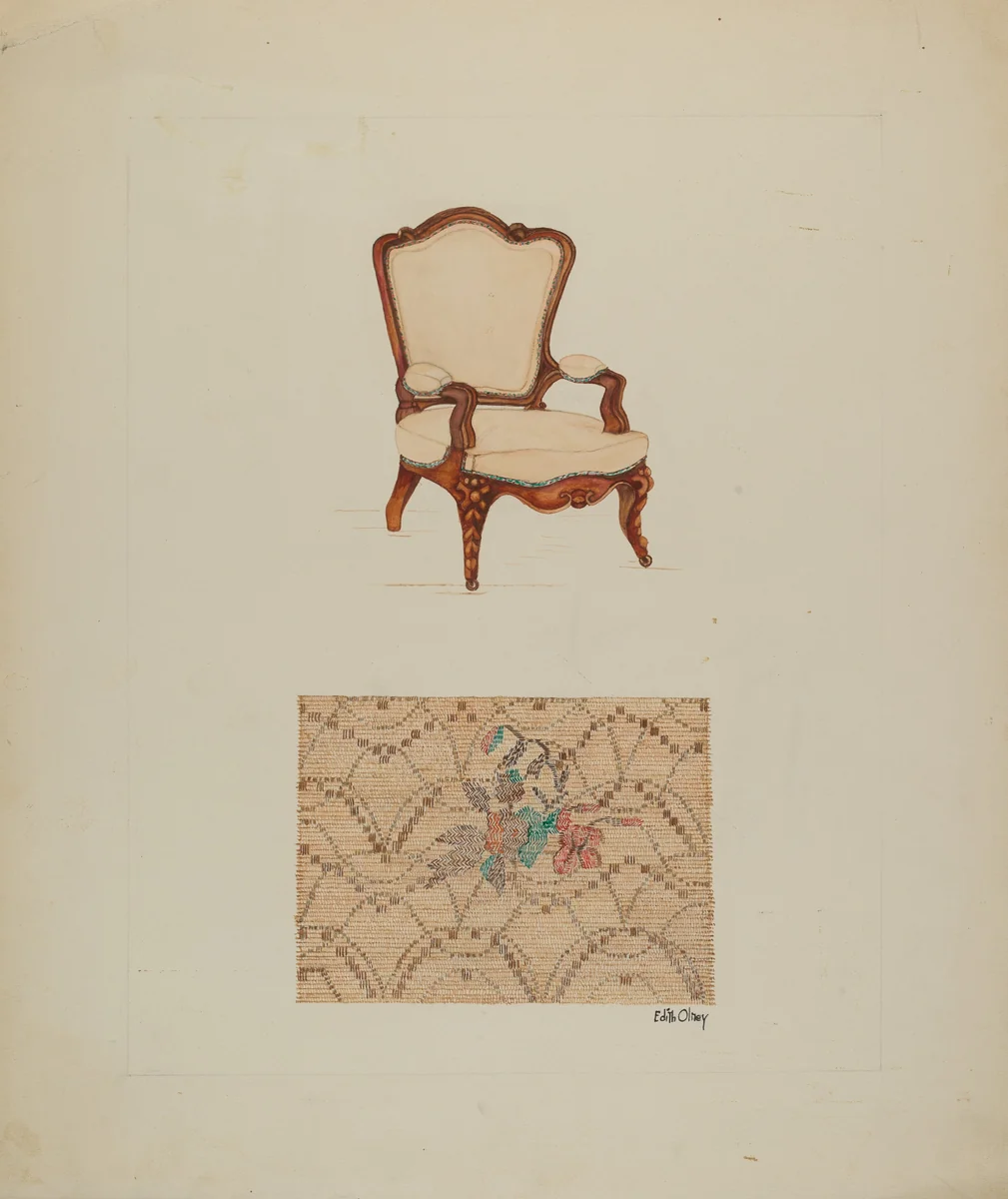 Chair and Tapestry by Edith Olney, index of american design, 1940