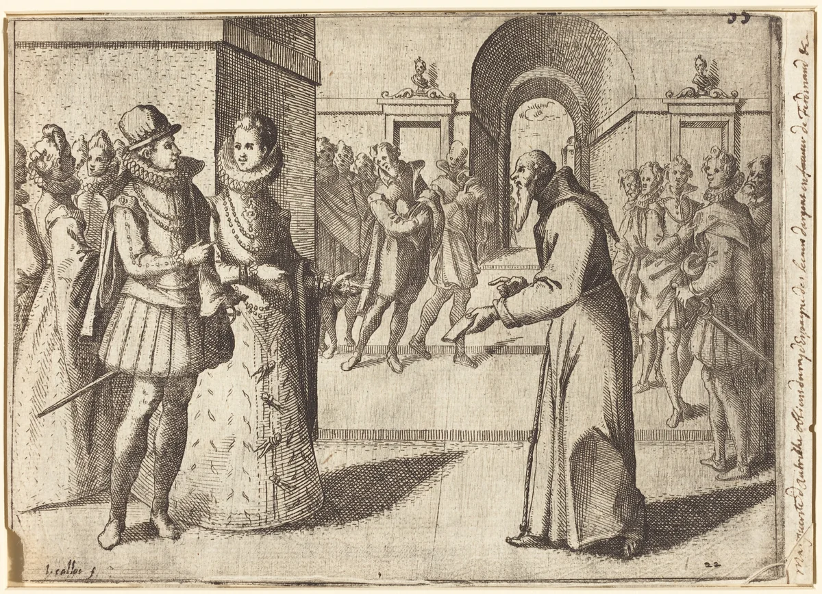 A Capucin bringing thanks of the King of Bavaria [recto] by Jacques Callot, print, 1612