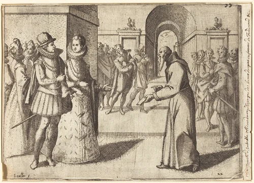 A Capucin bringing thanks of the King of Bavaria [recto] by Jacques Callot, print, 1612
